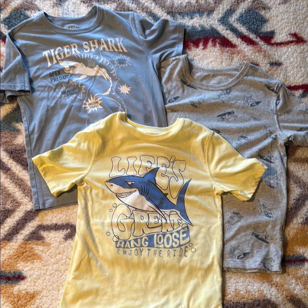 Cat & Jack Shark Adventure Tees - Blue, Gray, Yellow